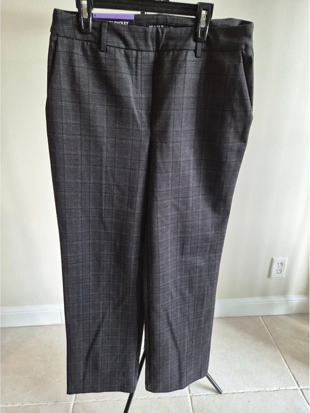 Hilary Radley Women's Gray Plaid Dress Pants Size 4 0109